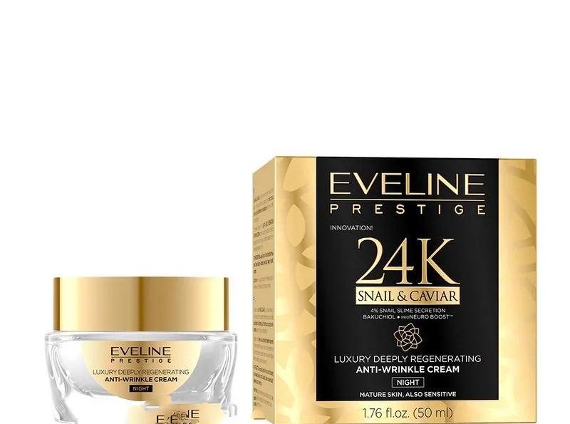 کرم شب صورت حاوی عصاره حلزون و خاویار اولاین Eveline 24K حجم 50 میلی لیتر