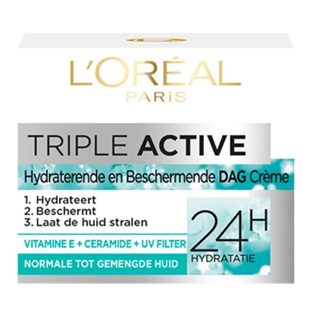 کرم روز سه کاره لورال LOREAL مدل تریپل اکتیو TRIPLE ACTIVE حجم 50 میل | آبرسان 24 ساعته پوست نرمال و